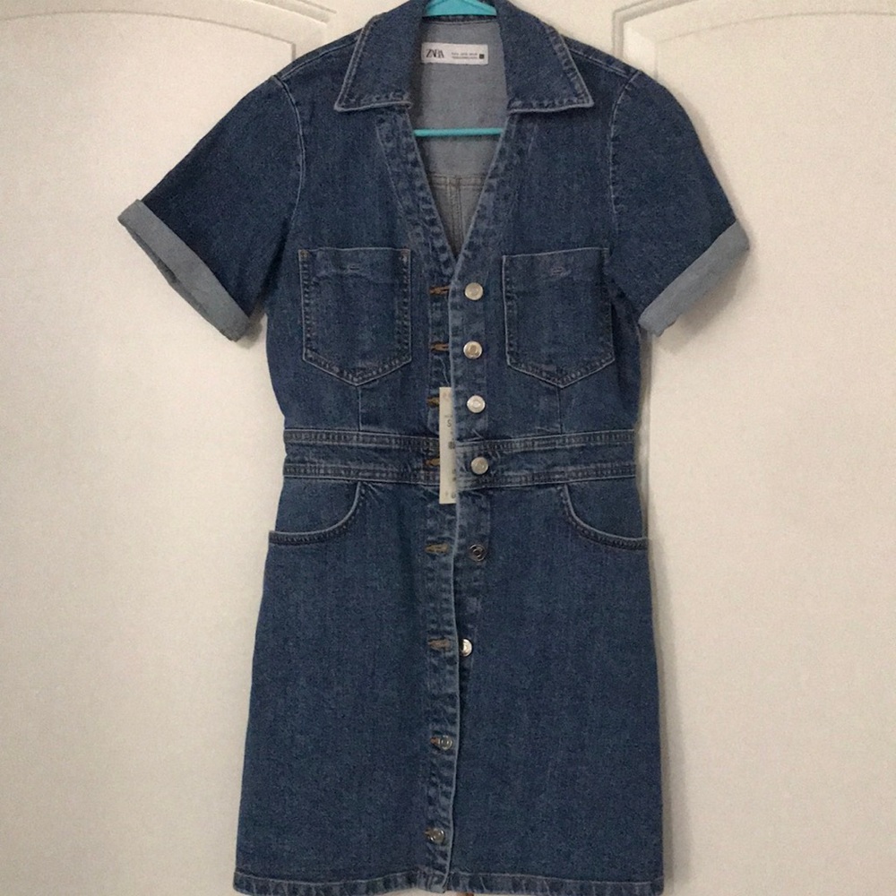 NWT Zara Denim Button-Up Dress